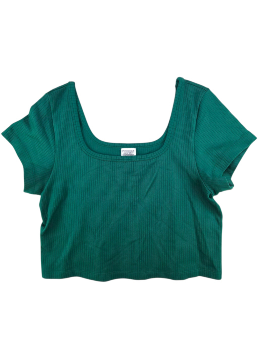 Victoria's Secret PINK Green Ribbed Cropped Top Women's Large Short Sleeve